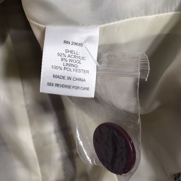 Y2K NWOT PENDLETON‎ WOOL DOUBLE BREASTED YELLOW PLAID FRINGE ACADEMIA BLAZER 2P - Picture 11 of 12